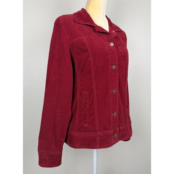 Pendleton Corduroy Button Front Jacket Red Women’s Large Dark Academia Romantic - Picture 2 of 9